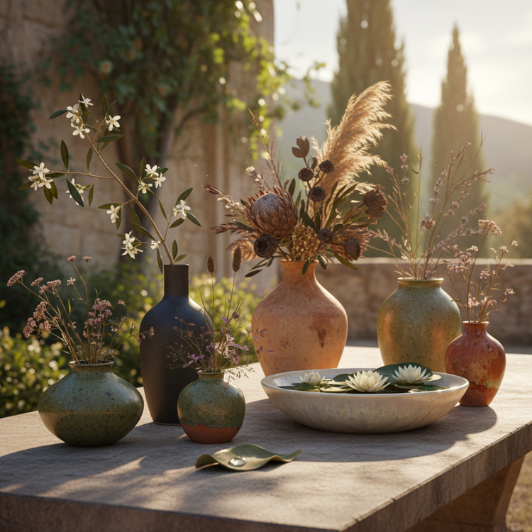 Vases and centerpiece