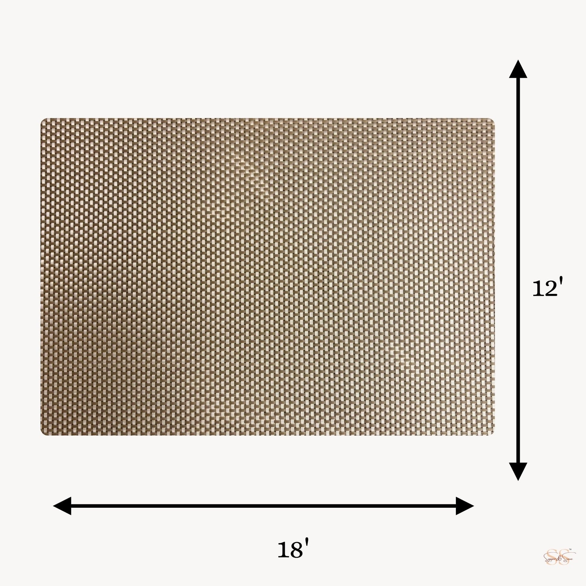 Light beige basket weave table mat 12x18 inch rectangular dining placemat