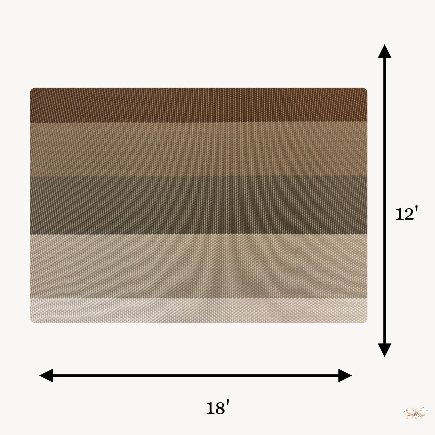 Striped wire mesh table mat 12x18 inch rectangular dining placemat set of 6