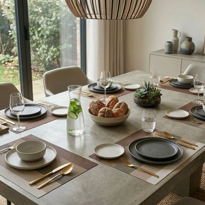 Striped wire mesh table mat set of 6 rectangular placemats styled on modern dining table