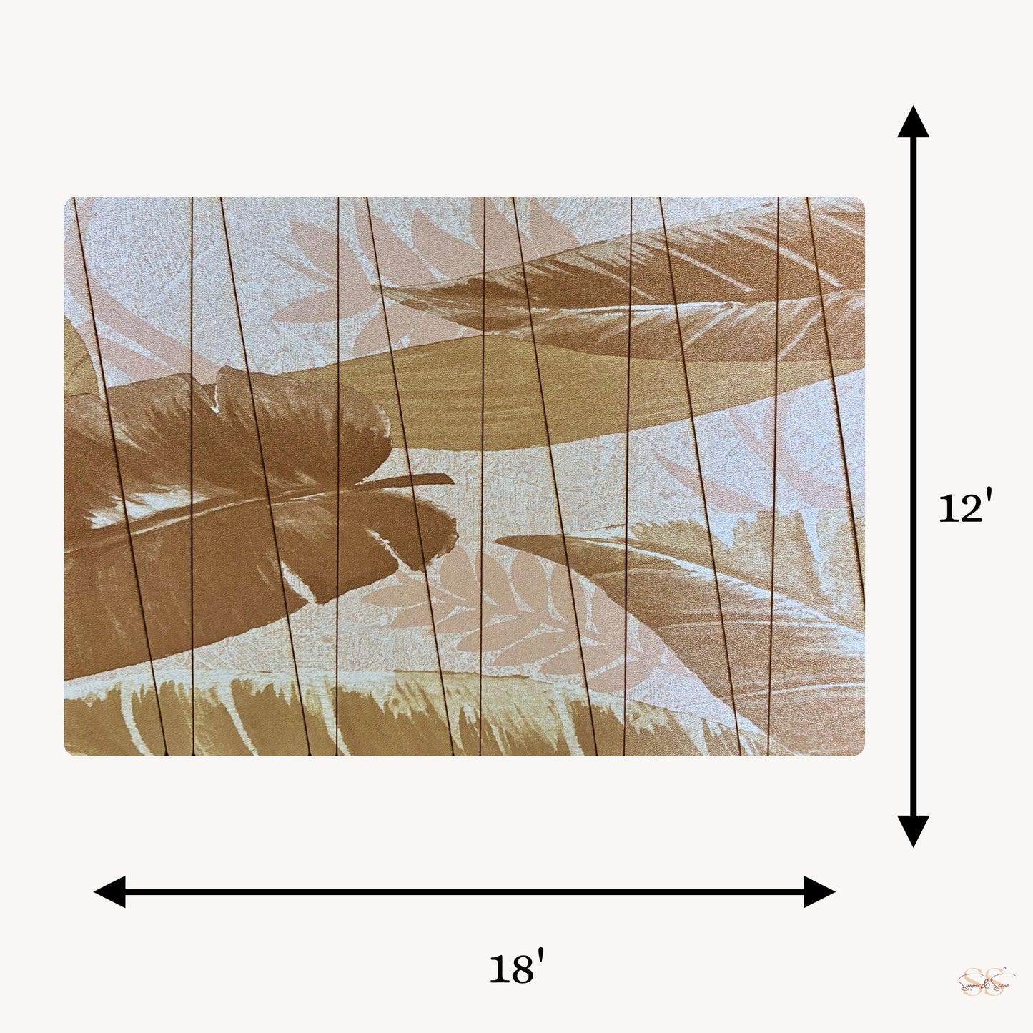 Beige and brown wooden wildlife print rectangular table mat set of 6, 18 x 12 inch, by Supper & Scene.