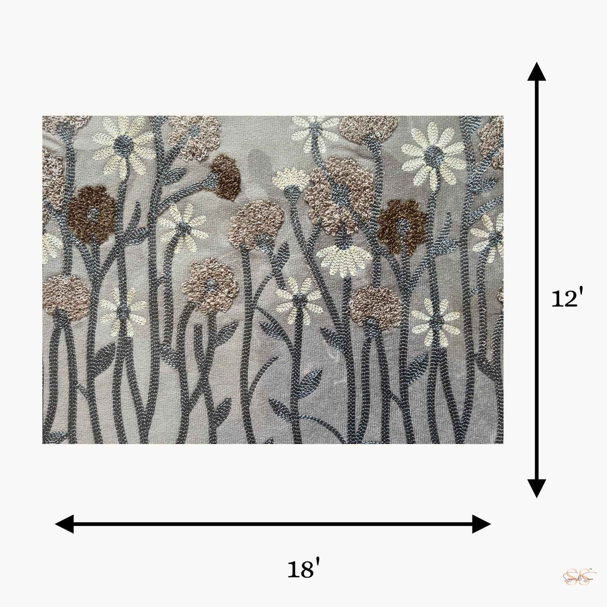 Blue and brown floral laminated placemat measuring 18 x 12 inches, available as a set of 6, by Supper & Scene.