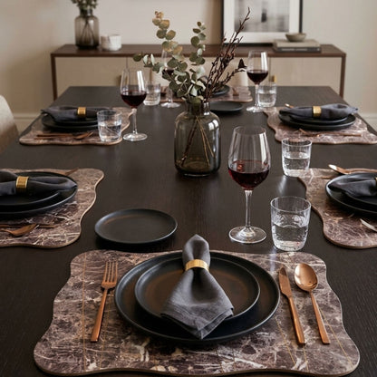 Marble print rectangular table mat set of 6 styled on a modern dining table by Supper & Scene.