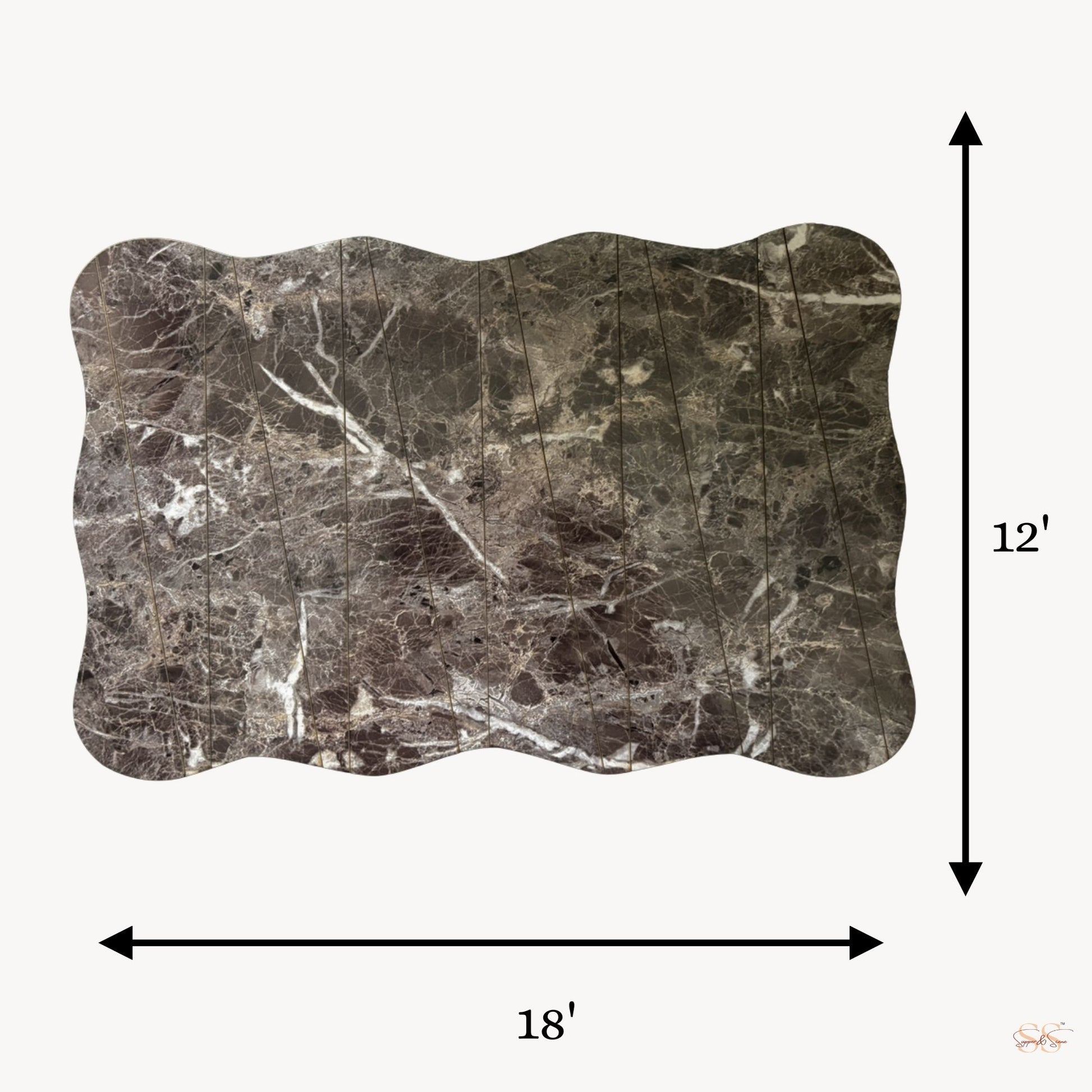 Marble print rectangular table mat dimensions 18 x 12 inch by Supper & Scene.