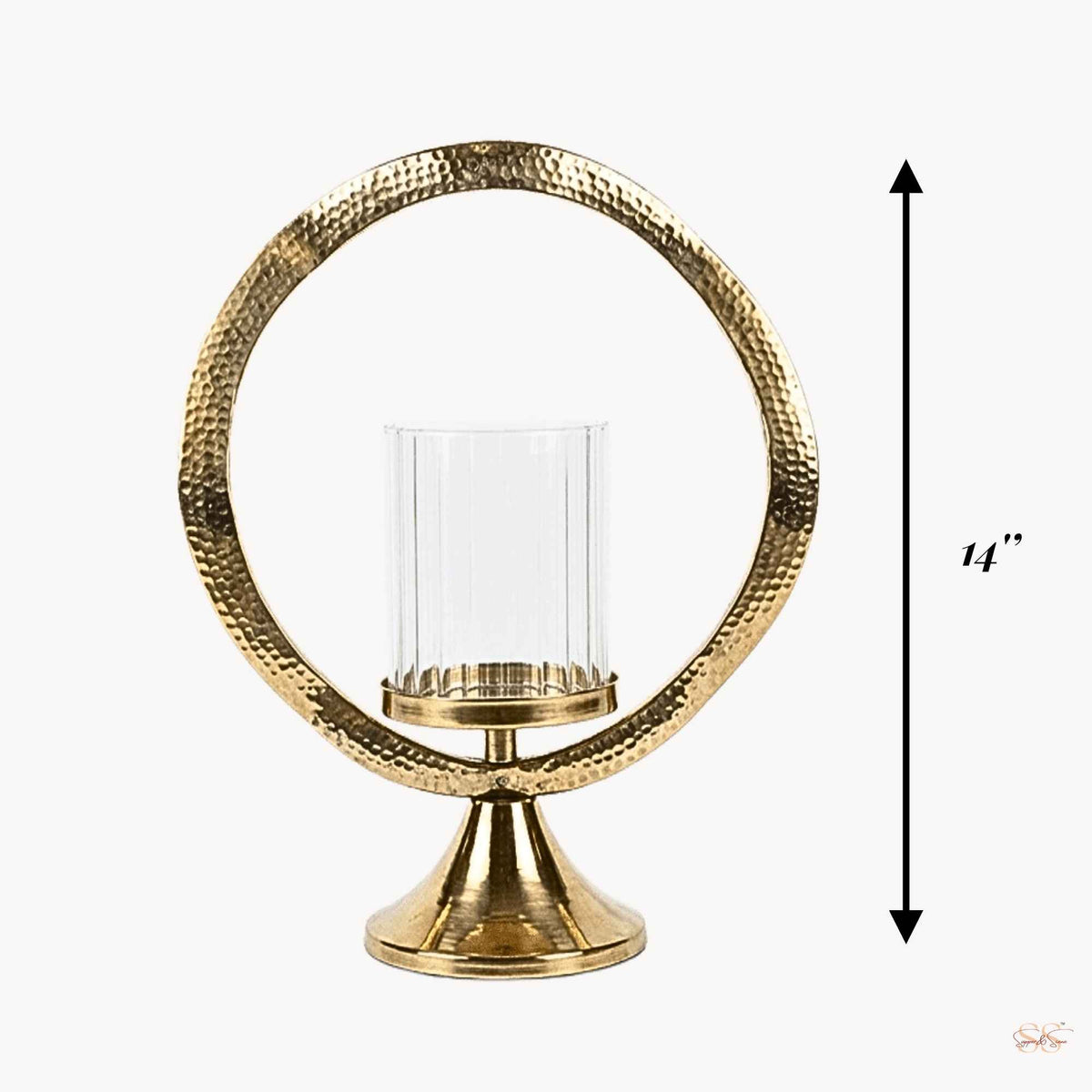 German silver candle holder showpiece measuring 14 inches for home decor by Supper & Scene.