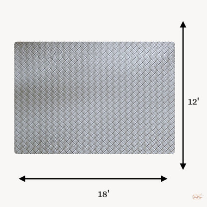 Grey reversible PU leather rectangular table mat set of 6, 18 × 12 inch, by Supper & Scene.
