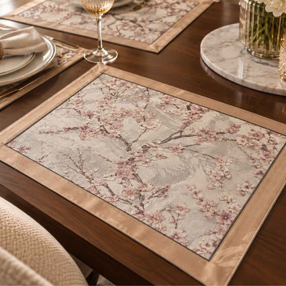 Pink floral laminated placemat set of 6 styled on a dining table by Supper & Scene.