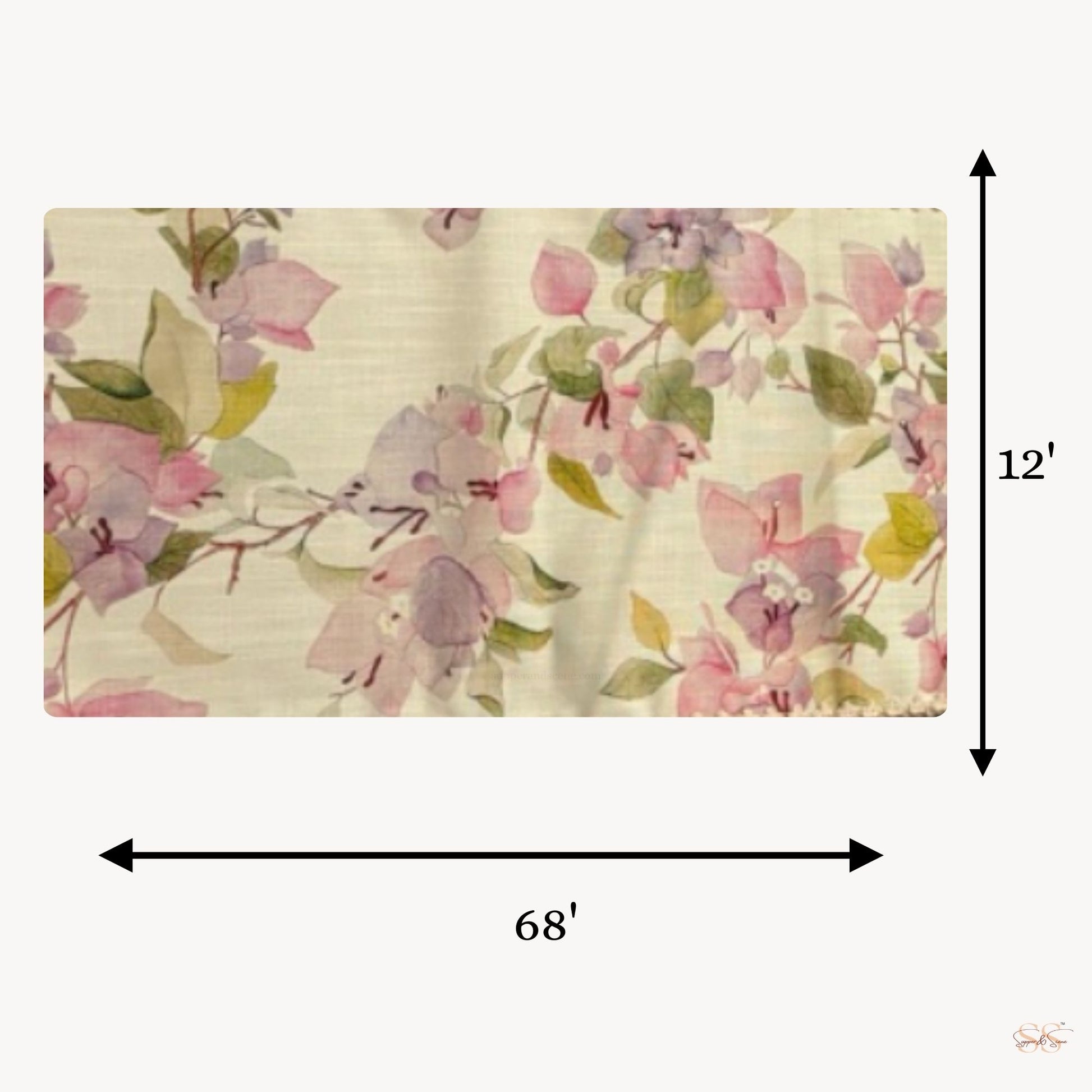 Floral printed table runner 12x68 inch pink botanical dining table linen