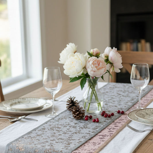Grey and Pink table runner 