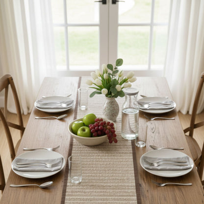 Shimmer table runner on table 