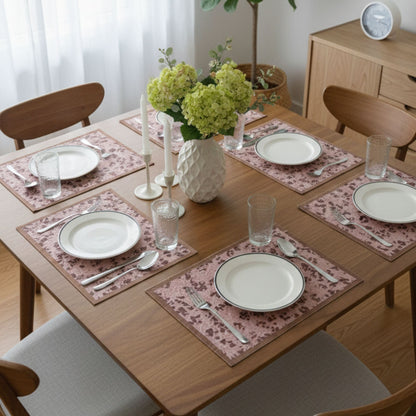 pink fur table mat set of 6