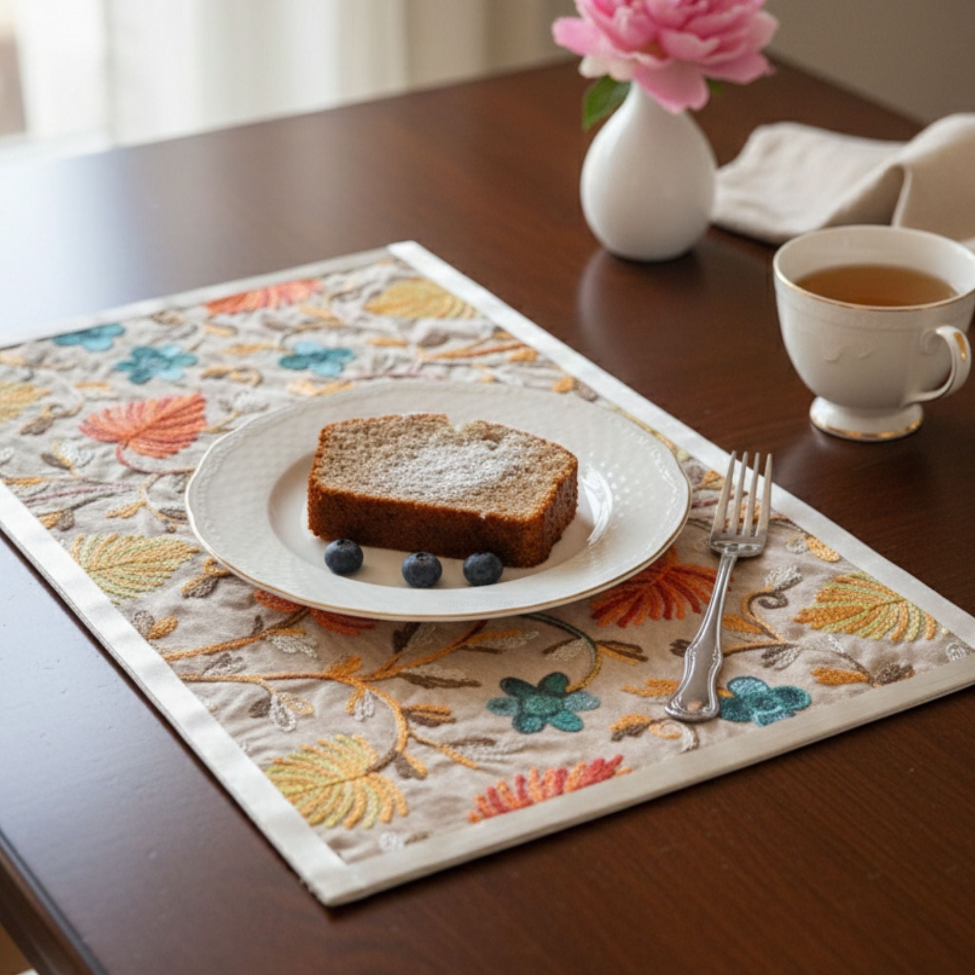 Embroidered Laminated Table Mats(12x18') – Set of 6 – Supper and Scene