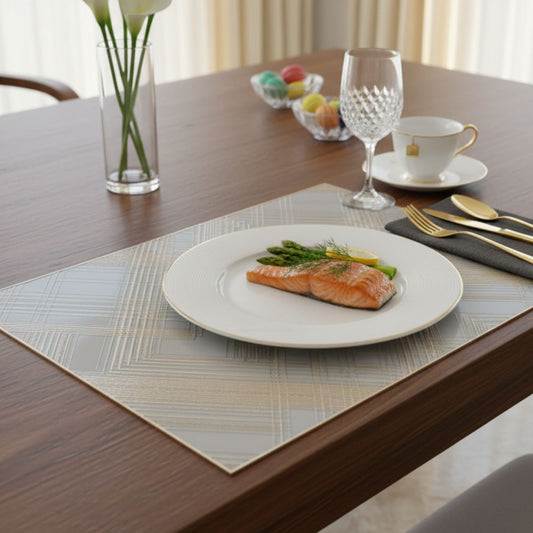 gold white plastic table mat 
