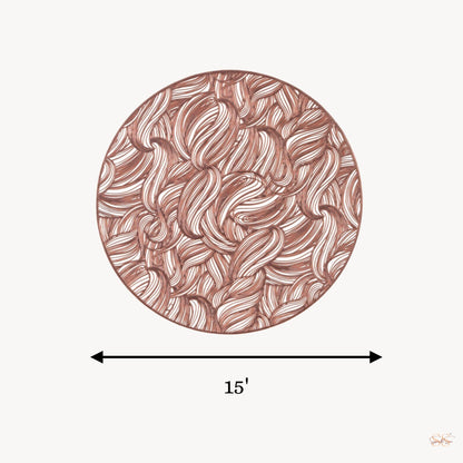 Rose gold PVC round cutwork side mat for coffee table and side table decor by Supper & Scene.
