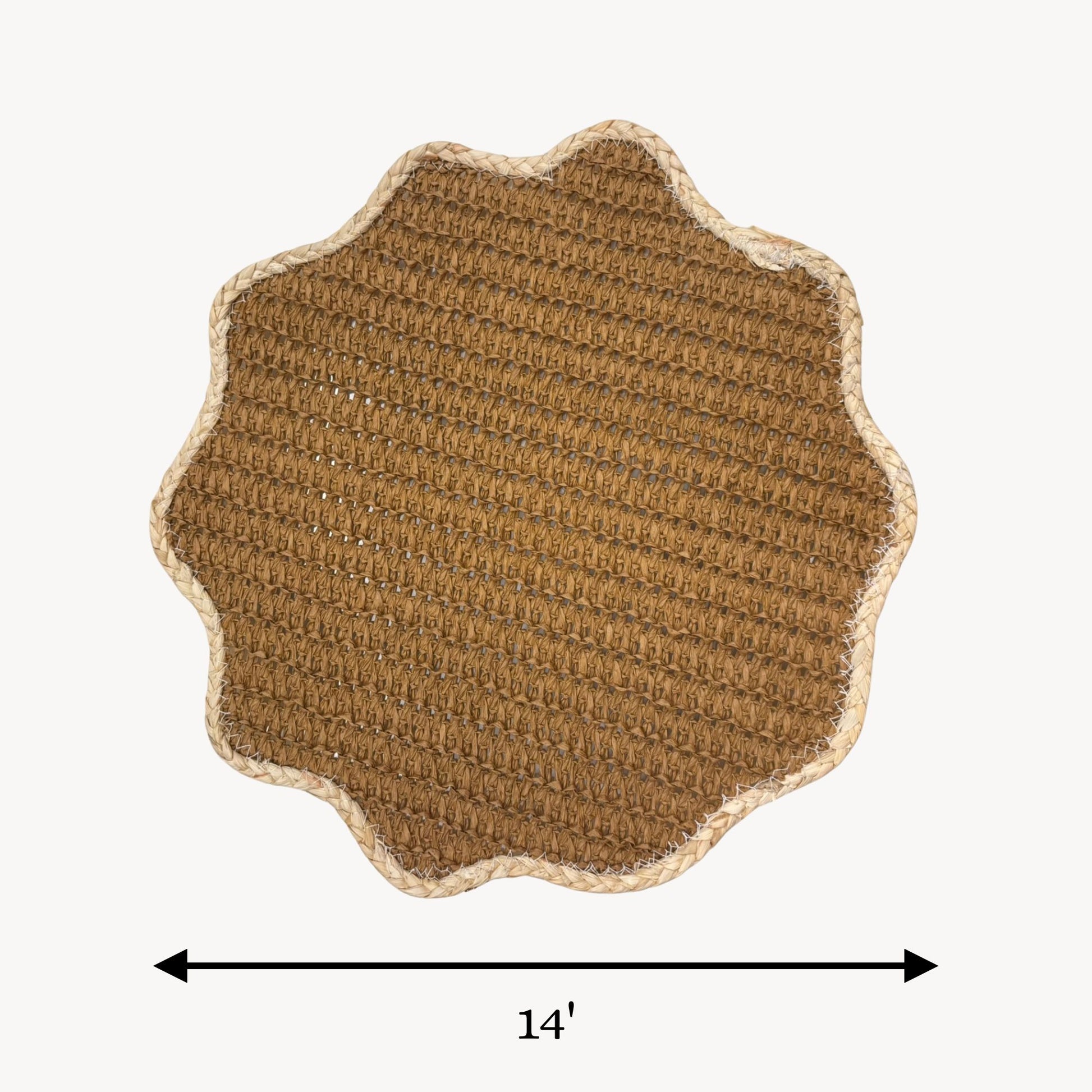 Round brown jute side mat 14 inch woven placemat natural fibre table mat
