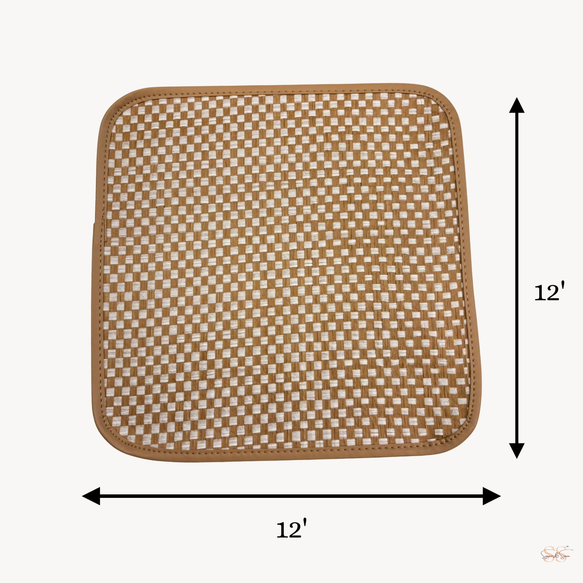 Square bamboo side mat 12x12 inch natural woven placemat with border