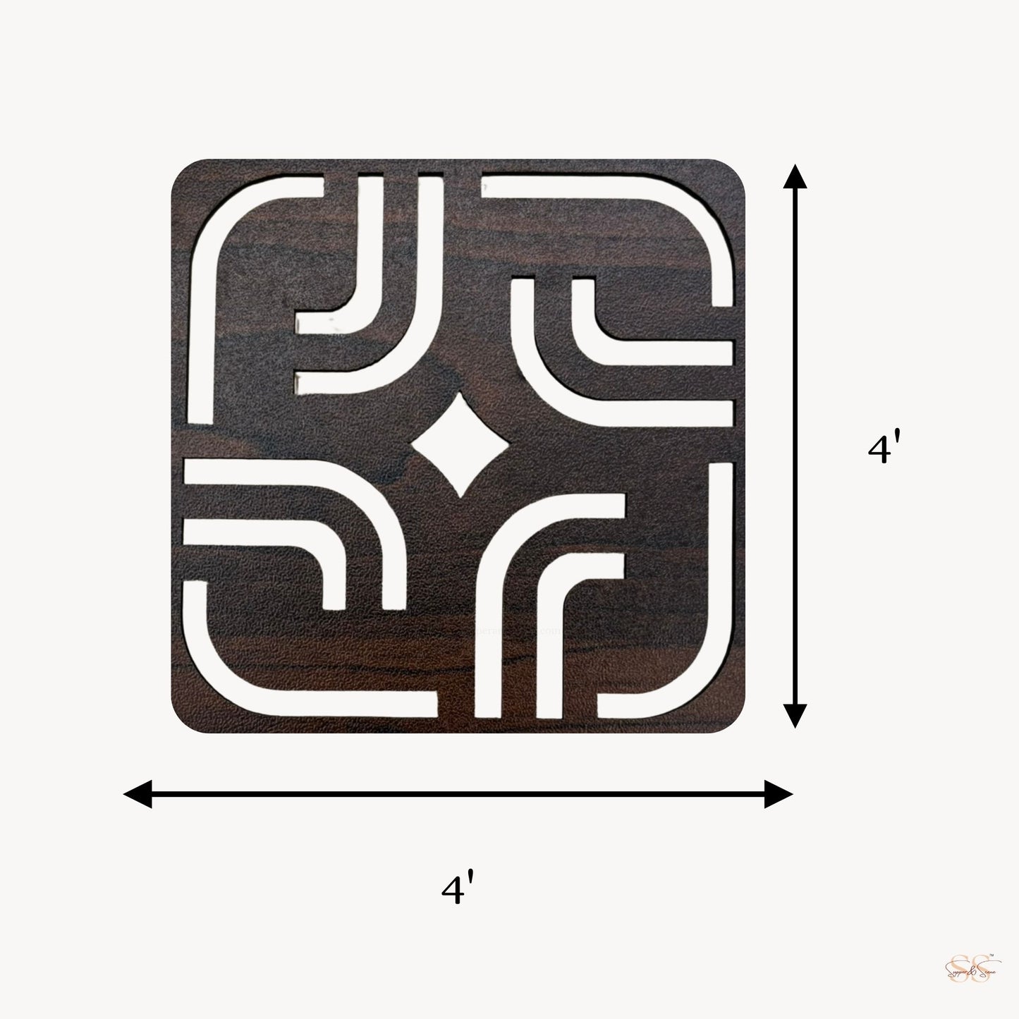 Brown wooden square cutwork coaster for coffee table and side table use by Supper & Scene.
